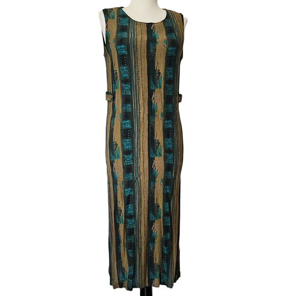 VTG 90s Midi Dress Womens Small Rayon Hippie Indie Goblincore Earthy Festival - Picture 11 of 12
